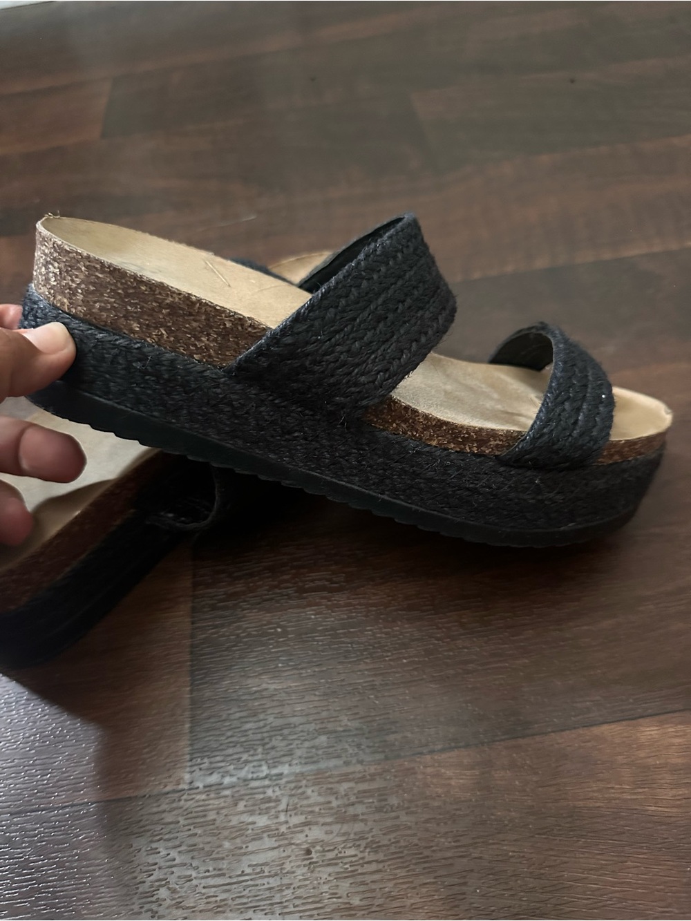 Black Platform Slide Sandals